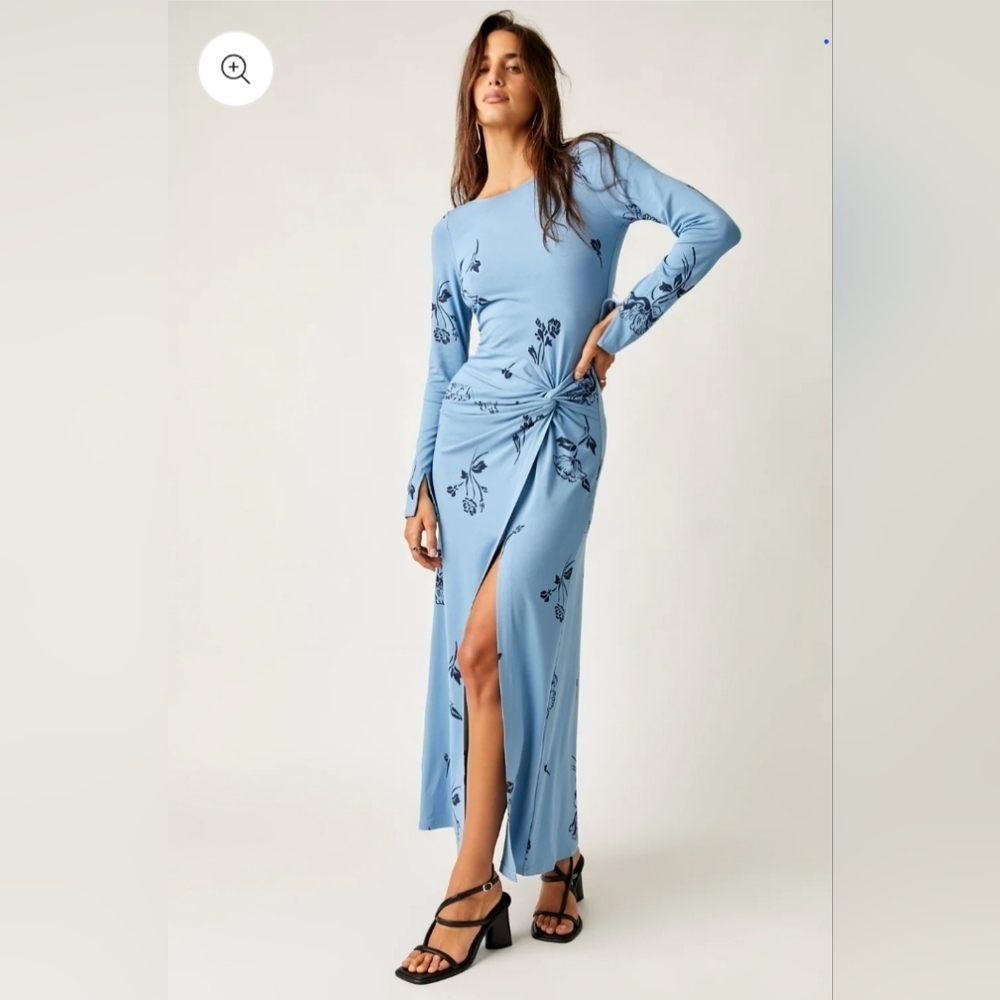 Free People Love And Be Loved Midi Blue Navy Combo XS NWOT